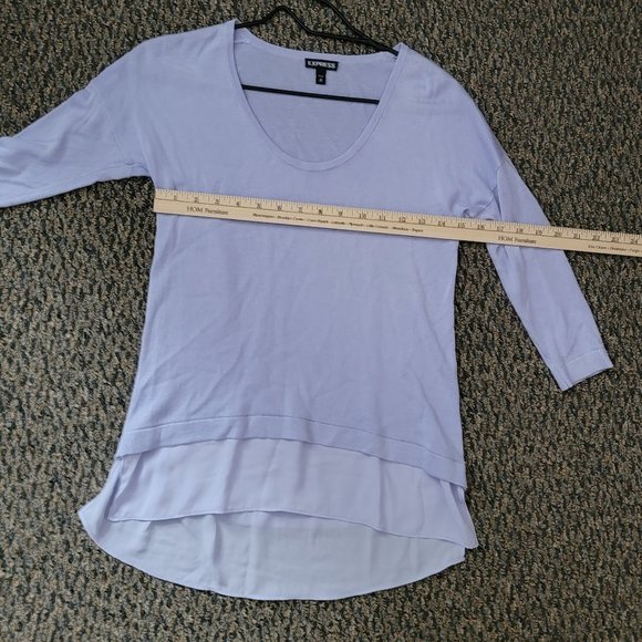 Express Lavender Scoop Neck Ruffle Hem Tunic Sweater Size XS - Picture 8 of 15